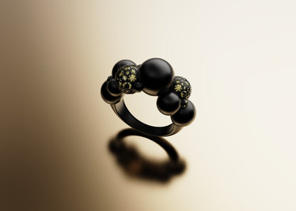 Anello Bubbles Pavé | Anello Scultoreo Contemporaneo in Bronzo e Zirconi Aurora Ceretti Design