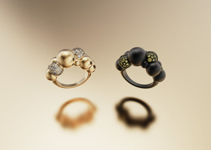 Anello Bubbles Pavé | Anello Scultoreo Contemporaneo in Bronzo e Zirconi Aurora Ceretti Design