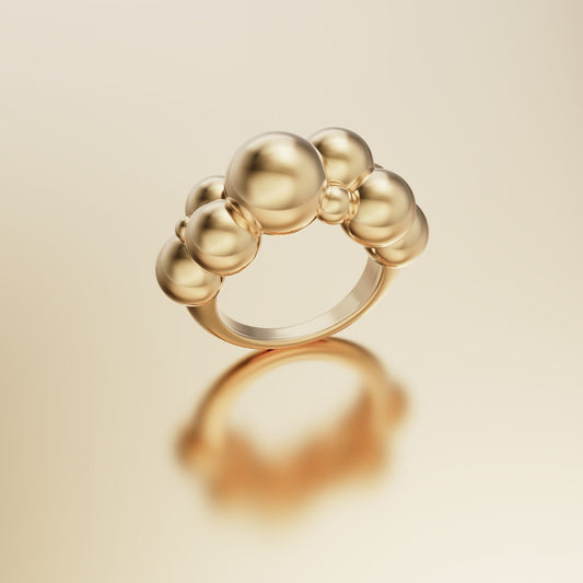 Anello Bubbles | Anello Scultoreo Contemporaneo in Bronzo Aurora Ceretti Design
