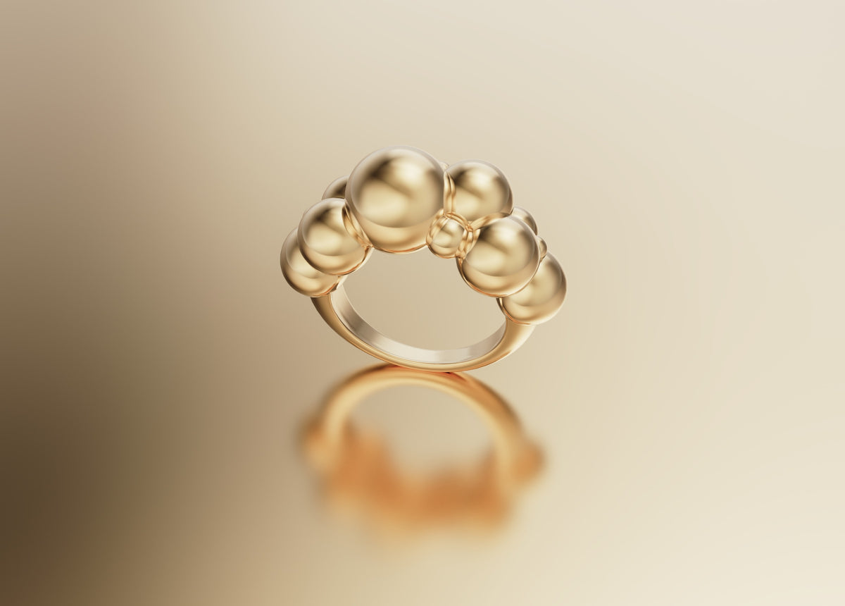 Anello Bubbles | Anello Scultoreo Contemporaneo in Bronzo Aurora Ceretti Design