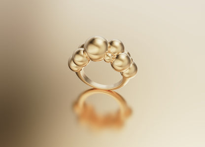 Anello Bubbles | Anello Scultoreo Contemporaneo in Bronzo Aurora Ceretti Design