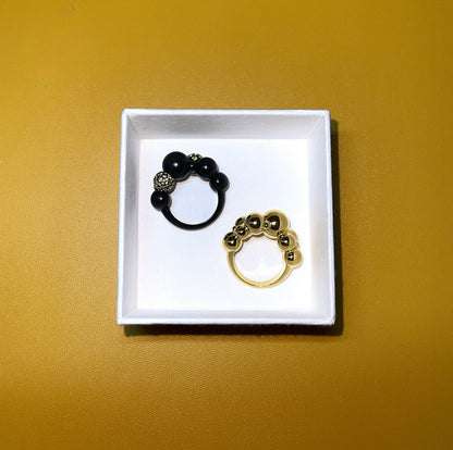 Anello Bubbles Pavé | Anello Scultoreo Contemporaneo in Bronzo e Zirconi Aurora Ceretti Design