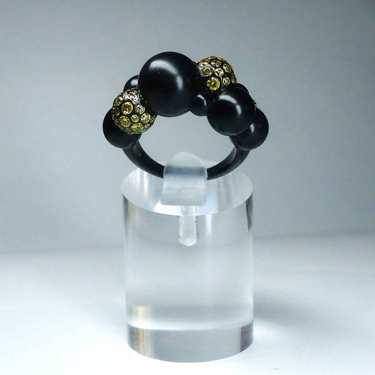 Anello Bubbles Pavé | Anello Scultoreo Contemporaneo in Bronzo e Zirconi Aurora Ceretti Design